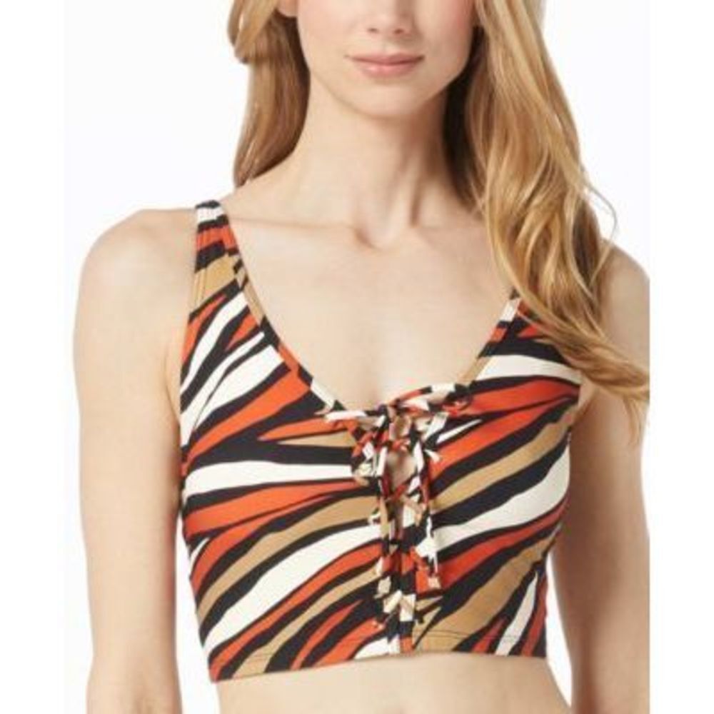 Michael Kors Women's Lace-Up Longline Bikini Swimsuit MEdium M